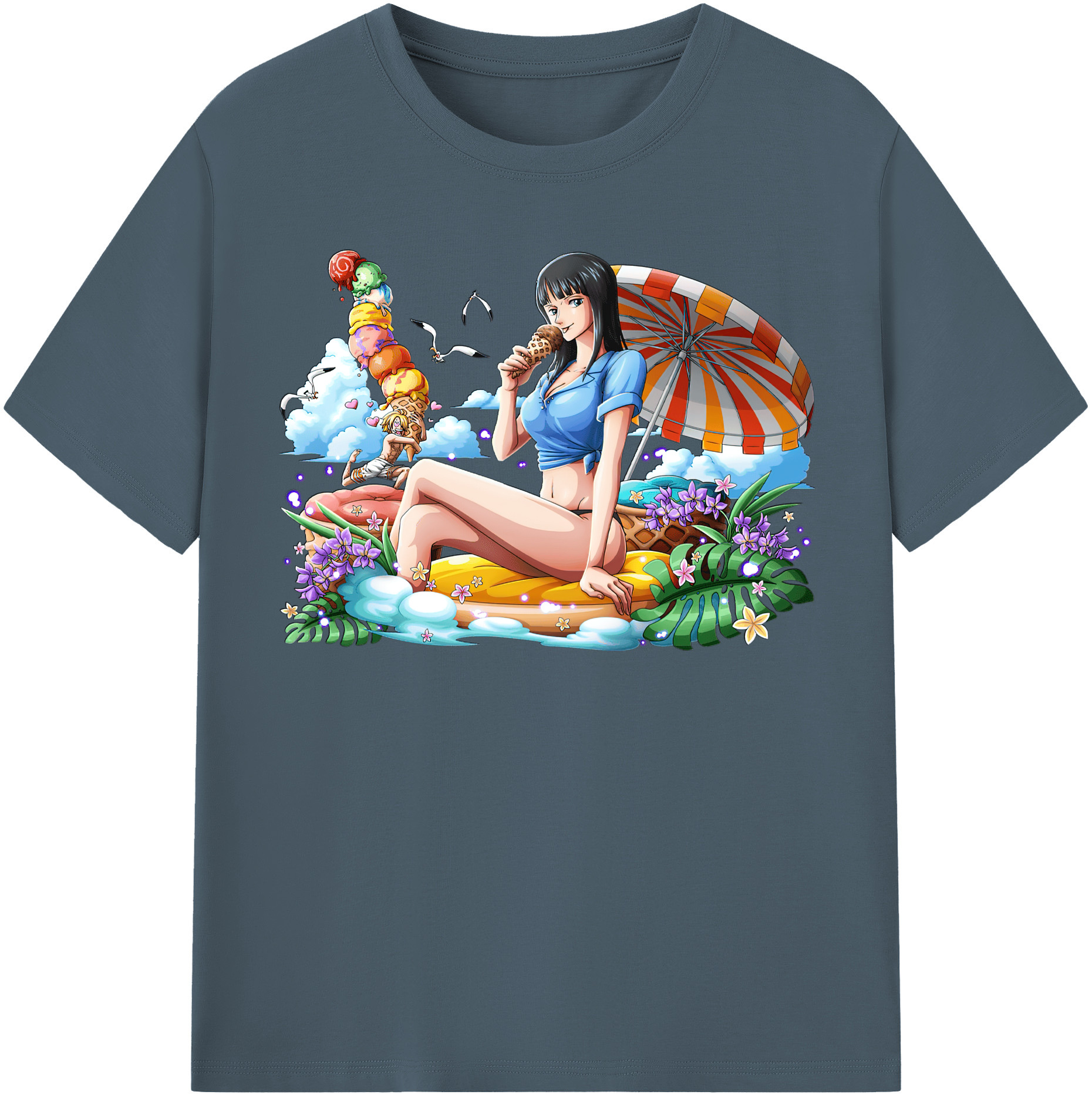ワンピース ニコ・ロビン ONE PIECE Nico Robin 綿100％半袖Tシャツ（フロントプリント）